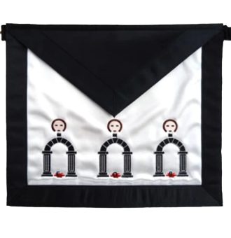 10TH DEGREE SCOTTISH RITE APRON - WHITE WITH BLACK EMBROIDERY