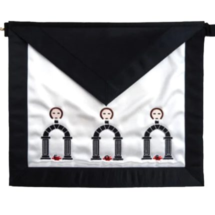 10TH DEGREE SCOTTISH RITE APRON - WHITE WITH BLACK EMBROIDERY