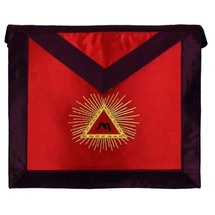 13TH DEGREE SCOTTISH RITE APRON - RED & BLACK WITH GOLD EMBROIDERY (1)