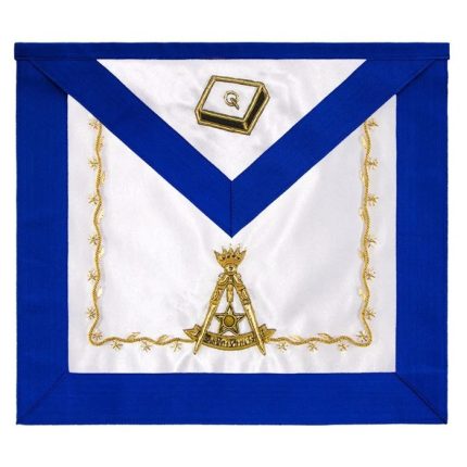 14TH DEGREE SCOTTISH RITE APRON - WHITE SILK & BLUE MOIRE HAND EMBROIDERY (2)