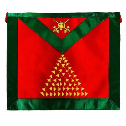 15TH DEGREE SCOTTISH RITE APRON - RED & GREEN WITH GOLD BULLION ENBROIDERY (1)