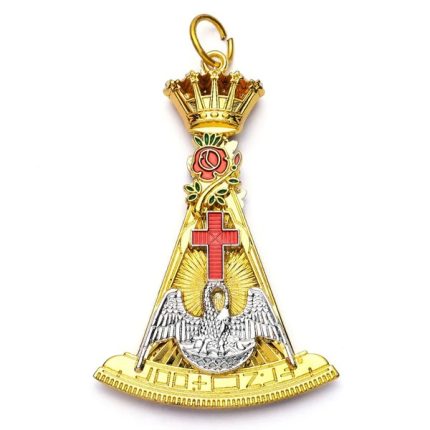 18TH DEGREE ROSE CROIX SCOTTISH RITE COLLAR JEWEL - GOLD PLATED DOUBLE SID