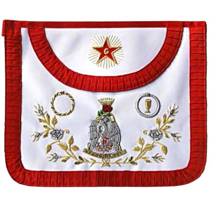 18TH DEGREE SCOTTISH RITE APRON - RED PLEATED EDGES (1)