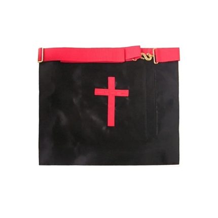 18TH DEGREE SCOTTISH RITE APRON - WHITE & RED MOIRE WITH PATTED TEMPLAR CROSS (1)