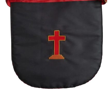 18TH DEGREE SCOTTISH RITE APRON - WHITE & RED SATIN WITH PLEATED EDGES (2)