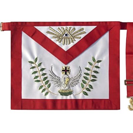 18TH DEGREE SCOTTISH RITE APRON - WHITE & RED SILK HAND EMBROIDERY