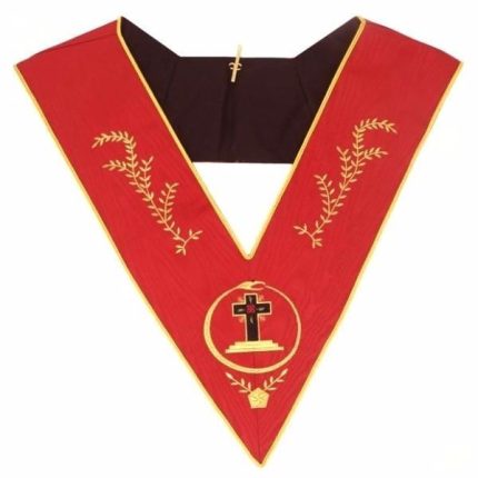 18TH DEGREE SCOTTISH RITE COLLAR - RED MOIRE LATIN CROSS (2)