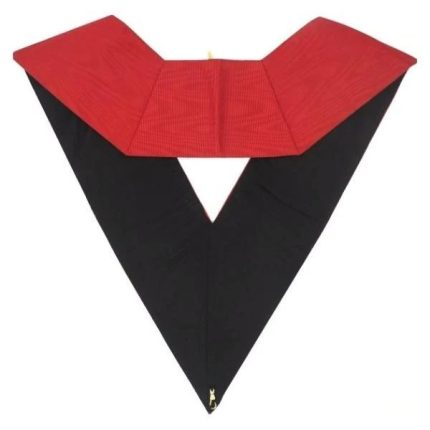 18TH DEGREE SCOTTISH RITE COLLAR - RED MOIRE WITH ACACIA LEAF (1)