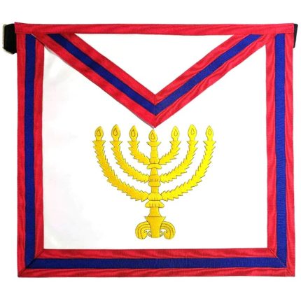 23RD DEGREE SCOTTISH RITE APRON - WHITE WITH RED & BLUE MOIRE (3)