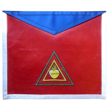 26TH DEGREE SCOTTISH RITE APRON - RED & BLUE WITH WHITE BORDERS