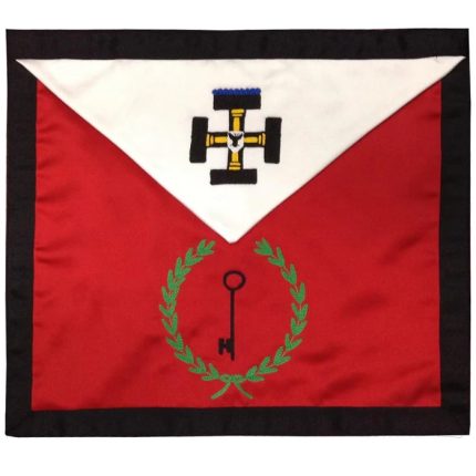 27TH DEGREE SCOTTISH RITE APRON - WHITE & RED WITH BLACK BORDERS