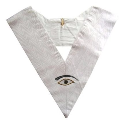 28TH DEGREE SCOTTISH RITE COLLAR - ALL WHITE MOIRE (2)