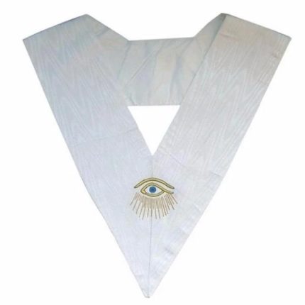 28TH DEGREE SCOTTISH RITE COLLAR - ALL WHITE MOIRE WITH EYE & RAYS (2)