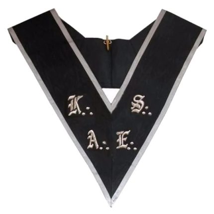 30TH DEGREE SCOTTISH RITE COLLAR - AKAES BLACK MOIRE WITH GREY BORDERS (2)