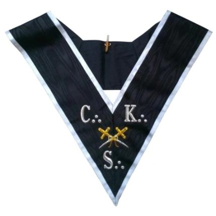 30TH DEGREE SCOTTISH RITE COLLAR - CKS BLACK MOIRE WITH GREY BORDERS (2)