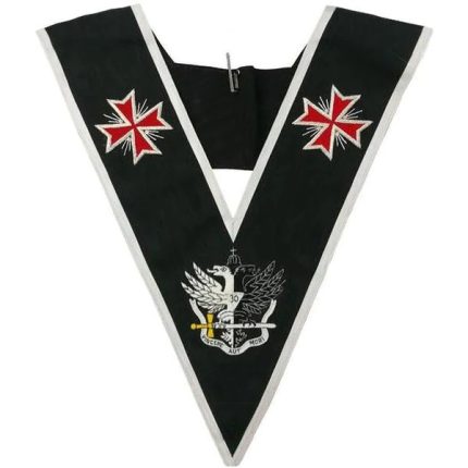 30TH DEGREE SCOTTISH RITE COLLAR - TEMPLAR CROSS & BICEPHALIC EAGLE (2)