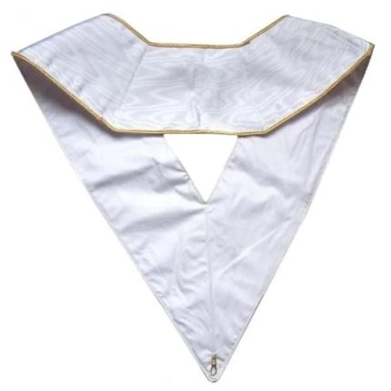 30TH DEGREE SCOTTISH RITE COLLAR - WHITE MOIRE WITH GOLD BORDERS (1)