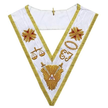 31ST DEGREE SCOTTISH RITE COLLAR - WHITE MOIRE (3)