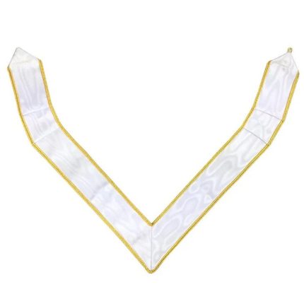 31ST DEGREE SCOTTISH RITE COLLARETTE - WHITE & GOLD MOIRE (1)