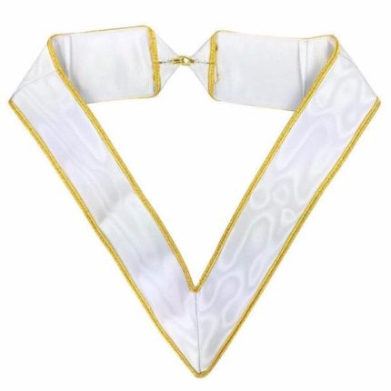 31ST DEGREE SCOTTISH RITE COLLARETTE - WHITE & GOLD MOIRE (2)