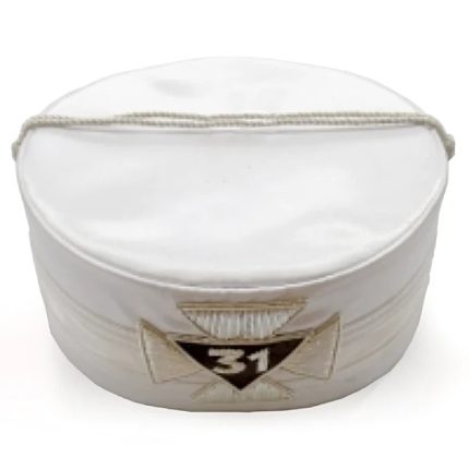 31ST DEGREE SCOTTISH RITE CROWN CAP - WHITE WITH SILVER CAP CORD (3)