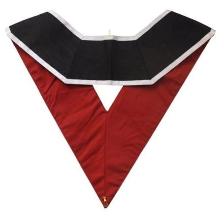 32ND DEGREE SCOTTISH RITE COLLAR - BLACK MOIRE RIBBON WITH WHITE BORDERS (1)