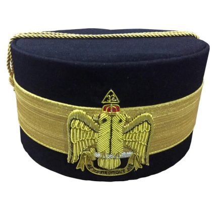 32ND DEGREE SCOTTISH RITE CROWN CAP - WINGS DOWN BLACK HAND EMBROIDERED (2)