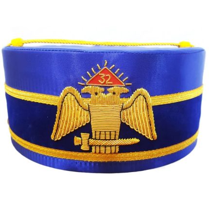 32ND DEGREE SCOTTISH RITE CROWN CAP - WINGS DOWN BLUE HANDMADE EMBROIDERY (3)