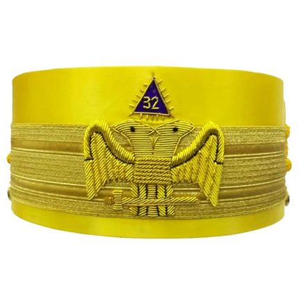 32ND DEGREE SCOTTISH RITE CROWN CAP - YELLOW BULLION HAND EMBROIDERY (1)