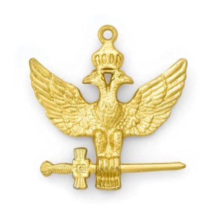 33RD DEGREE ROSE CROIX SCOTTISH RITE COLLARETTE JEWEL - WINGS UP GOLD PLATED (1)