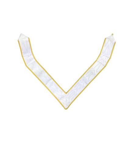 33RD DEGREE SCOTTISH RITE COLLARETTE - WHITE & GOLD MOIRE (1)