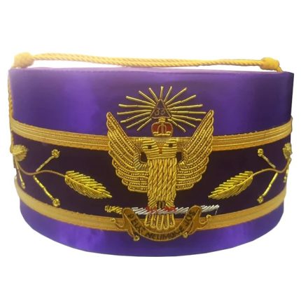 33RD DEGREE SCOTTISH RITE CROWN CAP - WINGS UP PURPLE HANDMADE EMBROIDERY (1)