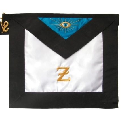 4TH DEGREE SCOTTISH RITE APRON - WHITE, BLUE SATIN GOLD EMBROIDERY (2)