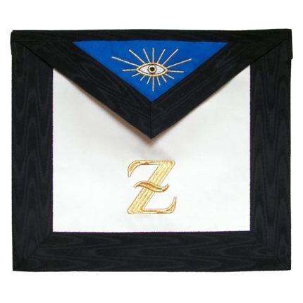 4TH DEGREE SCOTTISH RITE APRON - WHITE, BLUE WITH BLACK MOIRE (2)