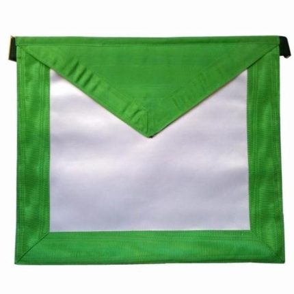 5TH DEGREE SCOTTISH RITE APRON - WHITE WITH GREEN BORDERS SATIN (2)