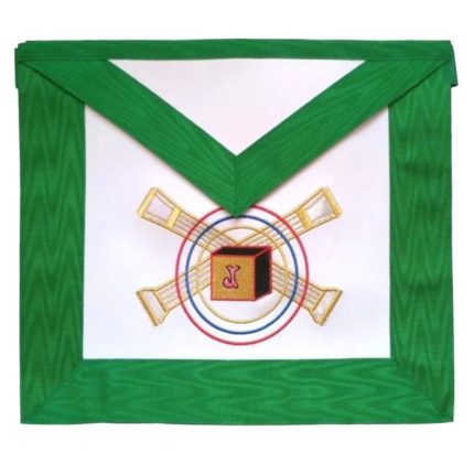 5TH DEGREE SCOTTISH RITE APRON - WHITE WITH GREEN MOIRE (2)