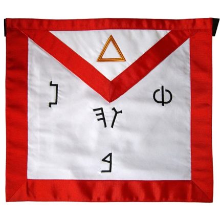 6TH DEGREE SCOTTISH RITE APRON - WHITE WITH RED BORDERS