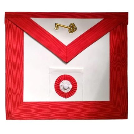 7TH DEGREE SCOTTISH RITE APRON - WHITE & RED MOIRE GOLD EMBROIDERY (2)