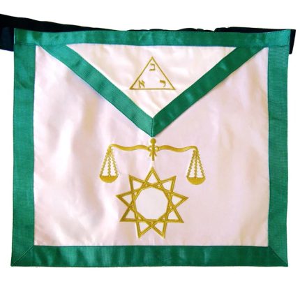 8TH DEGREE SCOTTISH RITE APRON - WHITE WITH GREEN BORDERS (1)