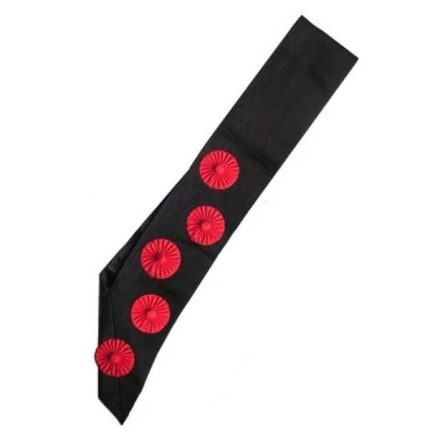 9TH DEGREE SCOTTISH RITE SASH - BLACK MOIRE WITH 5 RED ROSES