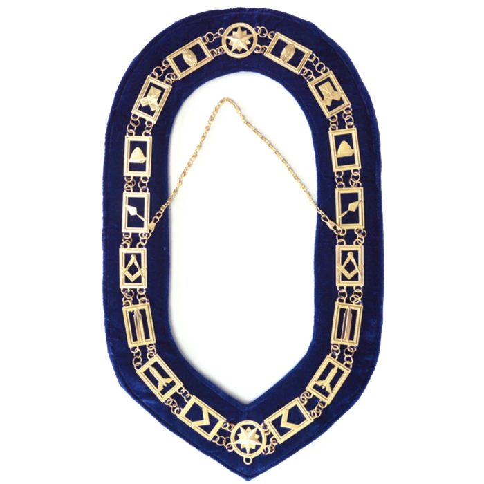 BLUE LODGE CHAIN COLLAR - GOLD PLATED ON BLUE VELVET (2)