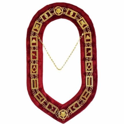 BLUE LODGE CHAIN COLLAR - GOLD PLATED ON RED VELVET (2)