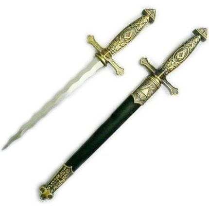 BLUE LODGE DAGGER - SQUARE COMPASS BRASS SWORD KNIFE SNAKE FLAMING BLADE BLACK SCABBARD 15 (7)