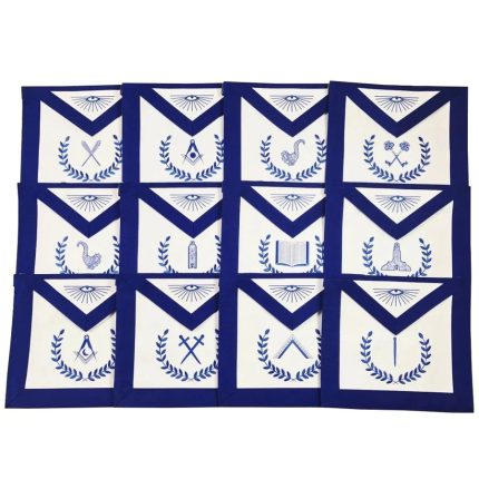 CHAPLAIN BLUE LODGE OFFICER APRON - ROYAL BLUE RIBBON WITH WREATH (4)