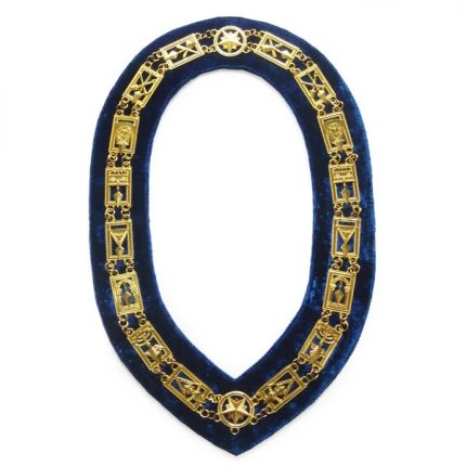 COUNCIL CHAIN COLLAR - GOLD PLATED ON BLUE VELVET (1)