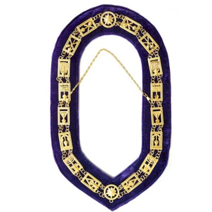 COUNCIL CHAIN COLLAR - GOLD PLATED ON PURPLE VELVET (1)