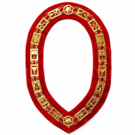 COUNCIL CHAIN COLLAR - GOLD PLATED ON RED VELVET (2)