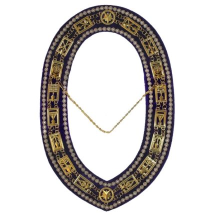 COUNCIL CHAIN COLLAR - GOLD PLATED WITH RHINESTONES ON PURPLE VELVET