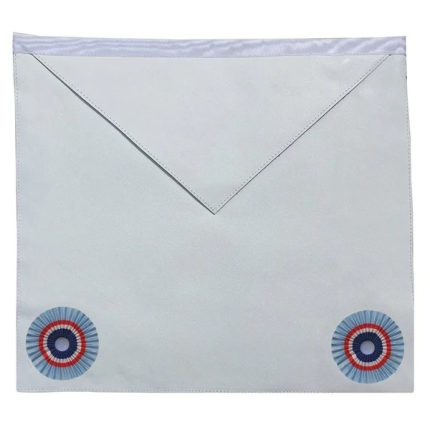 FELLOWCRAFT EMULATION RITE ENGLISH REGULATION APRON - WHITE WITH TWO ROSETTES