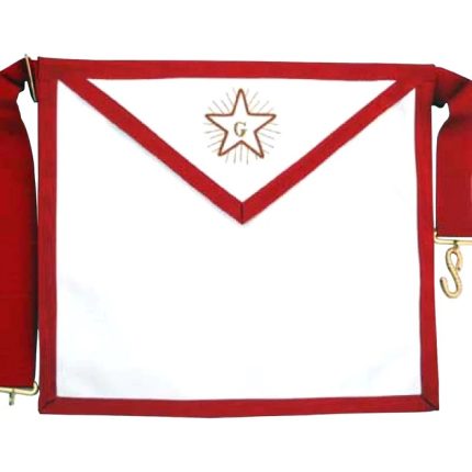 FELLOWCRAFT SCOTTISH RITE APRON - WHITE WITH THIN RED BORDERS (2)